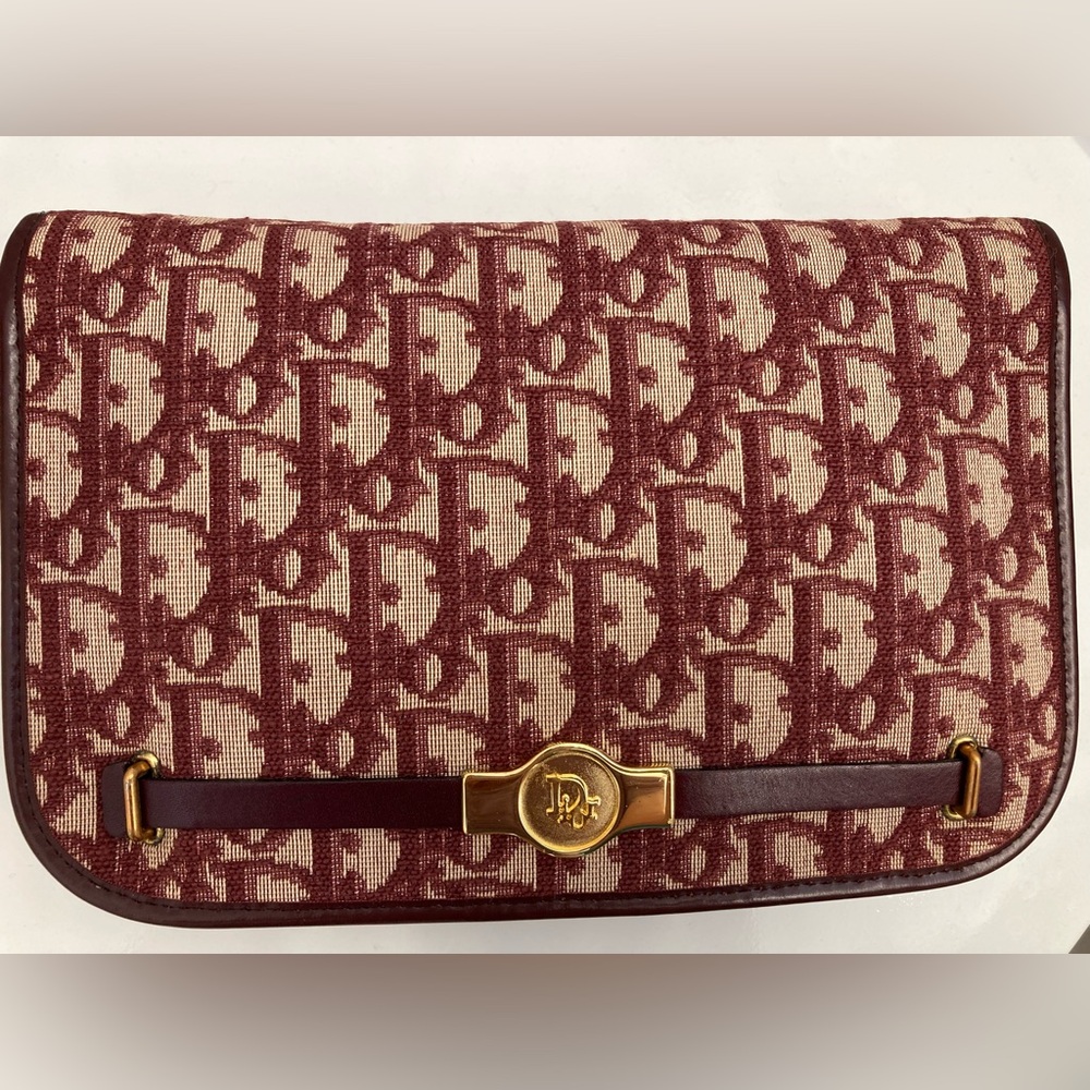 Lovely UNUSED Vintage DIOR Monogram Clutch Purse w/Convertible Shoulder Strap